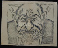 cca 1943 Nemzetiszocialista falragasz / Hungarian anti-semitic poster 22x18 cm