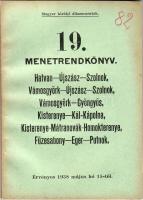 1938 M. Kir. államvasútak 19. menetrendkönyv