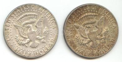 Amerikai Egyesült Államok 1968D/1969D. 1/2$ Ag (2x) "Kennedy" T:2 USA 1968D/1969D 1/2 Dollar Ag (2x) "Kennedy" C:XF