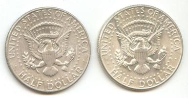 Amerikai Egyesült Államok 1964/1968D. 1/2$ Ag (2x) "Kennedy" T:2 USA 1964/1968D 1/2 Dollar Ag (2x) "Kennedy" C:XF