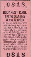 1910 Bp-i Keleti pu. pályaudvarjegy