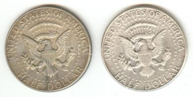 Amerikai Egyesült Államok 1964/1969D. 1/2$ Ag (2x) "Kennedy" T:2 USA 1964/1969D 1/2 Dollar Ag (2x) "Kennedy" C:XF