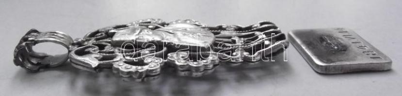 XIX. századi ezüst (Ag) medál Napóleon díszítéssel 1841.VI.14. Voluntas nihil aliud felirattal, sérü...