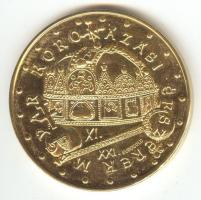 Modern "Szent István" aranyozott Br emlékérem (43mm) T:2 ph