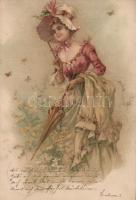 Lady, butterfly, litho