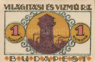 Budapest 1919-25. "Világítási és Vízmű R.T." 20f, 50f, 1K, 2K, 5K, 10K T:I