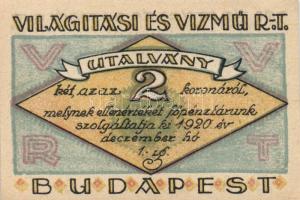 Budapest 1919-25. "Világítási és Vízmű R.T." 20f, 50f, 1K, 2K, 5K, 10K T:I