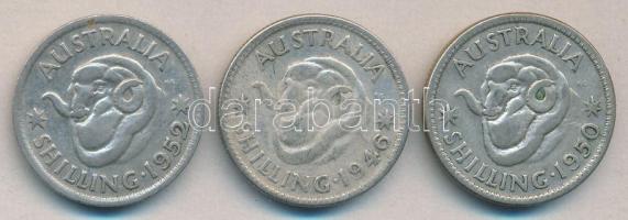 Ausztrália 1946,50,52. 1 Sh Ag (3x) T:2-,3 Australia 1946,50,52. 1 Shilling Ag (3x) C:VF,F