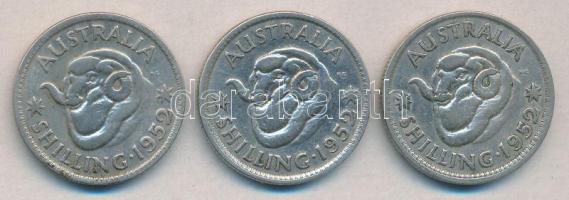 Ausztrália 1952. 1 Sh Ag (3x) T:2-,3 Australia 1952. 1 Shilling Ag (3x) C:VF,F