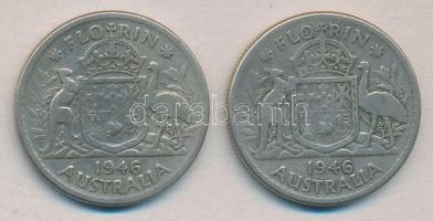 Ausztrália 1946. 1Fl Ag (2x) T:3 Australia 1946. 1 Florin Ag (2x) C:F