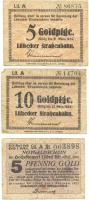 Német Birodalom/Weimari Köztársaság/Lübeck 1923. 5GPf + 1924. 5GPf + 10GPf T:III Germany/Weimar Republic/Lübeck 1923. 50 Pfennig Gold + 1924. 5 Goldpfennig + 10 Goldpfennig C:F