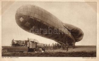 Military WWI. hot air balloon during inflation