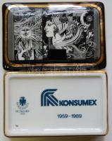 Szász Endre által tervezett Hollóházi jelzett porcelán ékszeres doboz eredti dobozában / Faces desig...