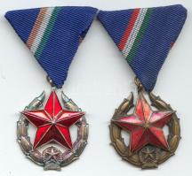 ~1970. "Közbiztonsági Érem" bronz és ezüst fokozata a rendőrség tagjai részére mellszalaggal T:1,2