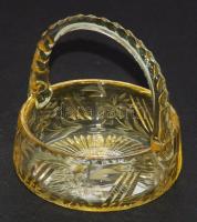 Csiszolt sárga üvegkosárka / Glass basket d: 11cm