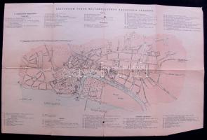 cca 1900 Homor Imre: Esztergom város belterületének kalauzoló térképe (szakadásokkal) 50x30 cm