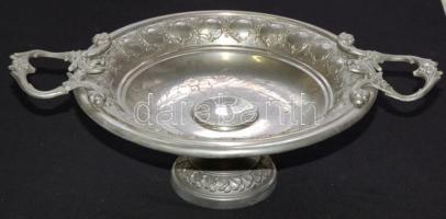 Dekoratív ón kínáló tál / Decorative tin plate 10cm, d: 23 cm