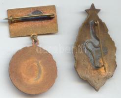 ~1950. "MHSZ Kiváló Munkáért" + "MSZHSZ" lövész kitüntető jelvények T:2