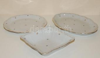 Pajzspecsétes háború előtti 6 személyes Zsolnay étkészlet. 3-féle tányér, 3 húsos és süteményes tál,...