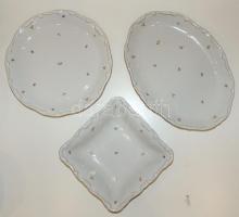 Pajzspecsétes háború előtti 6 személyes Zsolnay étkészlet. 3-féle tányér, 3 húsos és süteményes tál,...