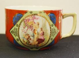 cca 1920 Alt-Wien Victoria porcelán festett teáskészlet 6 db csésze és alátét hibátlan állapotban / ...