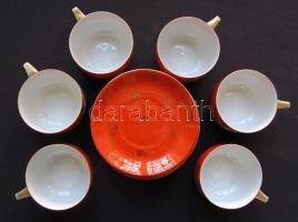 cca 1920 Alt-Wien Victoria porcelán festett teáskészlet 6 db csésze és alátét hibátlan állapotban / ...