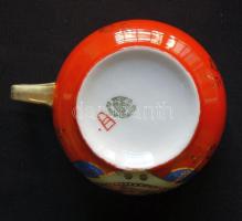 cca 1920 Alt-Wien Victoria porcelán festett teáskészlet 6 db csésze és alátét hibátlan állapotban / ...