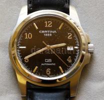 Svájci Certina márkájú automata önfelhúzós naptáros férfi karóra, eredeti sérült díszdobozban, kézik...