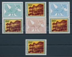 Year of the European Protection of Monuments + stamps with different coupon, Európai műemlékvédelmi év + a bélyeg 3 klf szelvénnyel, Europäisches Denkmalschutzjahr + Marken mit verschiedenen Zierfelden