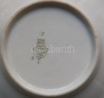 6 személyes kézzel festett virágmintás háború előtti pajzspecsétes sorszámozott Zsolnay süteményes k...