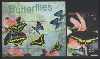 Butterflies perforated minisheet + imperforated block, Lepkék fogazott kisív + vágott blokk, Schmetterlinge gezähnter Kleinbogen + ungezähnter Block