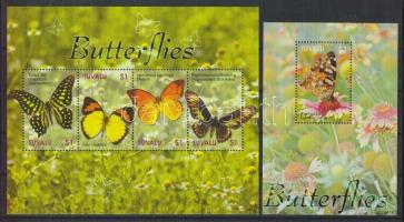 Schmetterlinge Kleinbogen + Block, Lepkék kisív + blokk, Butterflies minisheet + block