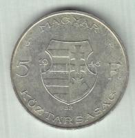 1946. 5Ft Ag "vastag Kossuth" T:2 ph.