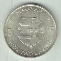 1946. 5Ft Ag "vastag Kossuth" T:2 ph.