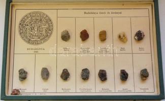 Ásványgyűjtemény díszdobozban Rudabányáról az Országos Érc és Ásványbányák Vasérc Műveitől /
Mineral...