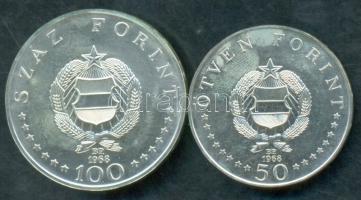 1968. 50Ft Ag + 100Ft Ag "Semmelweis" pár nejlon tokban T:BU