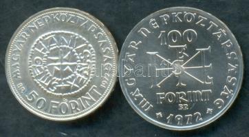 1972. 50Ft Ag + 100Ft Ag "Szt.István" pár T:BU