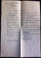 1978 Borsos Miklós saját kézzel írt levele aláírásával