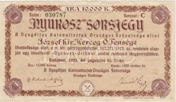 1925. "Nyurosz" sorsjegy 10.000K T:II/III