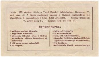 1925. "Nyurosz" sorsjegy 10.000K T:II/III