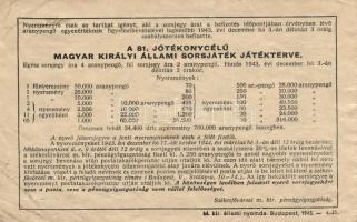 1943. 2 arany pengő Fél-sorsjegy T:II