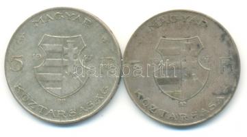 1947. 5Ft Ag "Kossuth" (2x) T:3