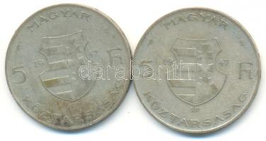 1947. 5Ft Ag "Kossuth" (2x) T:3
