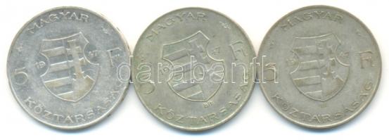 1947. 5Ft Ag "Kossuth" (3x) T:2-,3