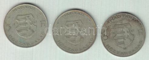 1947. 5Ft Ag "Kossuth" (3x) T:2-,3