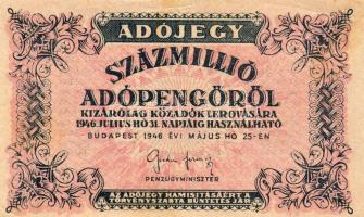 1946. 100.000.000Adóp. fordított címerrel! T:III