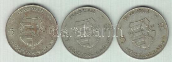 1947. 5Ft Ag "Kossuth" (3x) T:2-,3