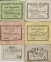 Rozsnyó 1849. 1Kr,3Kr,6Kr,10Kr,20Kr,1Ft igen látványos lemezhibákkal T:I,II.III,IV