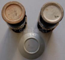 cca 1960 Mini amfora-pár kistányérral, az egyik sérült