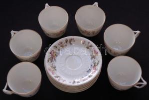 cca 1890 6db finom festett porcelán kávéscsésze aljjal / 
cca 1890 Czech chinaware coffee cups with ...